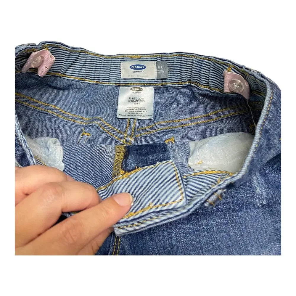 Old Navy Girls Shorts Size 10 Blue Denim Tomboy Dark‎ Wash Adjustable Waist